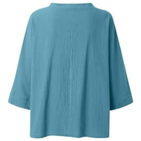 Ganfancp ženska moda V-izrez Tri četvrtine rukava od ispisane labave majice bluza, veličina S-4XL