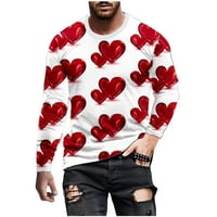 HFYihgf Valentinene majice za muškarce 3D ispisano ljubavno srce Grafički grafički majica dugih rukava