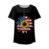 Američka košulja za zastave Žene 4. jula Ležerne bagere za haljine za nošenje sa gamašima, crni xxxxxl