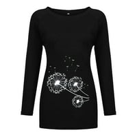 Ženska modna casual tiska O-izrez Labavi majica dugih rukava Top bluza pulover hot6sl487075