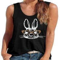 Woobling Dame Vest Rabbit Print T majice Modni tenkovi za žene Boho Holiday TEE tamno siva l