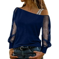2DXuixsh V izrez Top pamuk Top Net Ženska majica s dugim rukavima Zimska majica za dugih rukava Dizajn