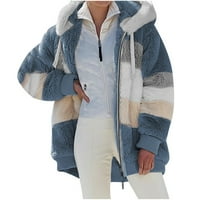 BabySbule Womens kaputi zazora žene plus size zimski topli labavi plišani zip jaknu sa kapuljačom