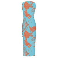 Ljetne haljine haljine za žene u odjeći klizač pepum kravata svijetlo plava 2xl