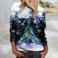 Trendy dukseri za žene božićne posade izrez dugih rukava modni pulover vrhovi santa grafičkim košuljem