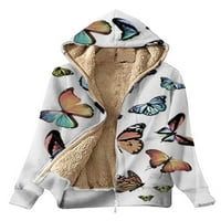 Avamo ženska odjeća Fleece obloženi kaput puna zip jakna dame udobne prenose na otvorenom bijeli leptir