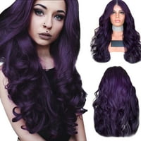 Duhgbne Wig Curly Purple Modne perike Duga puna prirodna kosa za kosu Sintetička valovna perika