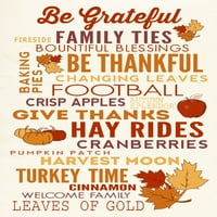 Dan zahvalnosti, budite zahvalni, tipografiju