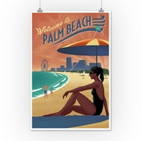 Palm Beach, Florida, scena na plaži, litograf