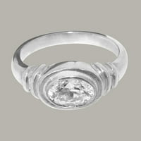 Britanci napravio 18k bijeli zlatni sintetički kubični cirkonijski unisni prsten iz unise - Opcije veličine