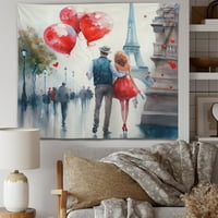 Art DesimanArt 'Parovi zaljubljeni u Parizu IV' Romantična zidna tapiserija u. In