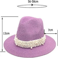 Žene klasični fedora šešir trendi osjetila panamski šešir sa bisernim remenom ravne vrhovne široke podloge