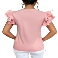 Ženska casual obična okrugla vrata bez rukava ružičaste majice s