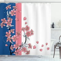 Sonertn japanska tuš zavjesa, romantična sakura cvjeta cvijeće latice opruga vjetroistočna priroda tema,