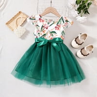 Haljine za djevojčice za dijete Dječji leteći cvjetni print plaža Plaža haljina zelena 3y-4y