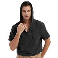 CLlios muns pamuk posteljina Henley majica nacrtaju na pola rukava Hippie casual čipke up majica ljetna
