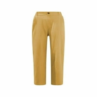 Holloyiver ženske hlače za žene sa širokim nogama visoki struk ravno hlače Ležerne hlače Yellow 3xl