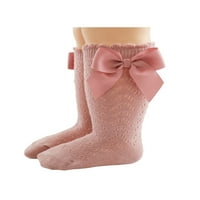 Listenwind Toddler Girls MESH čarape, pamučne prozračne čvrste boje Srednje čarape sa klinkom sa ukrasom