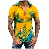 Muški bluzes Lapel Hawaiian Ispiši majicu kratka rukava Daliy Yellow L, XL, XXL, XXXL, XXXXL, XXXXXL
