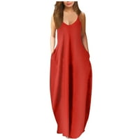 Susanny Winens Večernje haljine Maxi Plus Veličina V izrez Line Ljetne haljine Dugi špagetni remen sa
