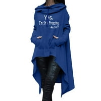 FIMKAUL ženske dukseve zimske jeseni plus veličina dugih rukava Ležerne prilike na vrhu pisma s puloverskom vučom dugačka bluza sa džepnim duksevima