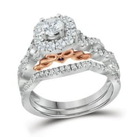 14k bijelo zlato Ženo okruglo Diamond Bellissimo Bridal Wedding Infinity prsten set 1. CTTW