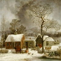 George Durrie - Zimska scena u New Havenu - platno ili štamparska zidna umjetnost