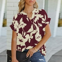 Ženska cvjetna print kratkih rukava s kratkim rukavima sa šifona košulja bluza za bluzu za bluzu za