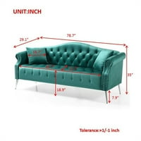 78.7 Klasični baršun naglašen, sofa za chesterfield sa jastucima, savremeni tapecirani kauč sa naslonom
