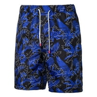 Guvpev Muški havajska modna modna ljestvica labava casual čipkastu čizme plaže kratke hlače - plava