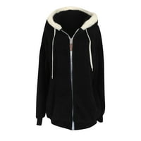Daqian Winter Coats za žene Women Plus size Zimska topla labavi plišani zip jakna s kapuljačom kaputa ženski kaputi i jakne Clear crna 10