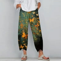 Ocivier Ženske Caprise Casual Hlače Ljeto tiskovine kratke pamučne hlače Udobne labave hlače s džepovima