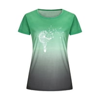 Kratki O-izrez Žene Print Tops Suncokretoročni bluza Rukav modna majica Gradijentna majica Ženska bluza
