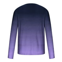 Košulje za muškarce Loose Fit 3D linije Digitalni print dugih rukava Okrugli vrat Majica Casual Comfy rastezljiva jogging pulover tee ljubičasta s