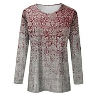 MLQIDK Womens Vintage T-majice Lagana majica smiješna grafika s dugim rukavima cvjetni print pulover