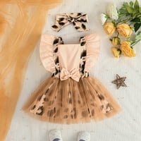 Dječja odijela za djevojke Ljeto bez rukava modna leoparda haljina s odjećom za glavu