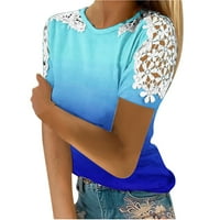 Ljetne ženske vrhove odobrenje Žene plus veličine $ $ ženska modna tiskana majica čipke kratkih rukava bluza okrugli vrat casual vrhovi