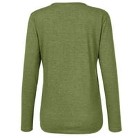 Ženski bluze Pola zip solidne rukave seksi ženske plus ljetne majice V-izrez zeleno l
