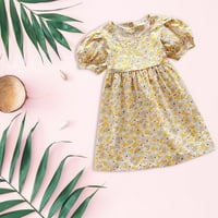 Ljetne haljine Djevojke kratki rukav modna haljina Ležerne prilike žuti 130