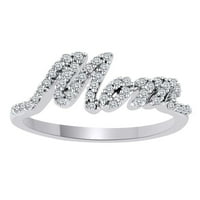 0. CTTW okrugli rezan bijeli prirodni dijamantski mama pasijans prsten u 10k čvrsto bijelo zlato-10
