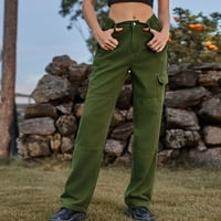 Ženske pantalone odobrenje modne ženske proljetne ljetne džepove gumb na srednjim strukom