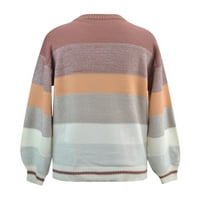 LowRofile pulover džemperi za žene Ležerne prilike dugih rukava u boji Block Striped O vrat Jumper Zimski