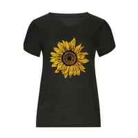 Tunci s kratkim rukavima za žene Ljeto V izrez suncokretov vrhovi majica Casual Petal rukava bluza Bohemian