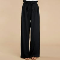 Gacuw posteljine za žene Ljeto široke nogu pantalone plus veličina Regularne fit dugačke hlače nacrtni