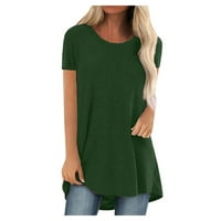 Ženska moda plus veličine okrugli vrat kratkih rukava pune boje duge majice, zelene, m