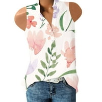 HHEI_K Ljetni vrhovi Ženska ljetna casual formalno svestrano tiskano tiskano košulje bez rukava