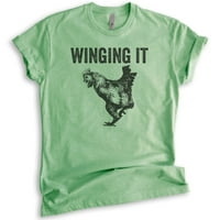 Košulja krila, muška košulja Unise ženska, pileća košulja, košulja za pileće krila, Heather Apple Green,