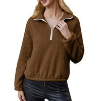 Ženske modne dukseve s dugim rukavima Zip rever-pulover TOP SOLD COLOR Ležerne dukserice bluza g m
