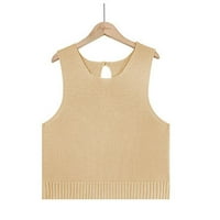 MIKILON Clearence ženska moda Sve čvrste boje Halter Top pletene majica prsluka plus ženske modne vrhove