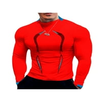 Gureui Muška Sportska majica, okrugli vrat dugih rukava Elastični brzi sušilice Fitness Trčanje Ležerne
